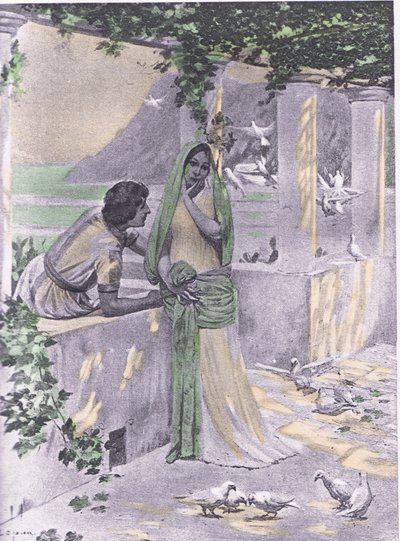 Restituta ، رسم توضيحي من Decameron of Boccaccio نشرته Navarre Society 1930 (litho) بواسطة لويس شالون