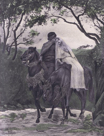 الهاربون ، رسم توضيحي من Decameron of Boccaccio نشرته Navarre Society 1930 (litho) بواسطة لويس شالون