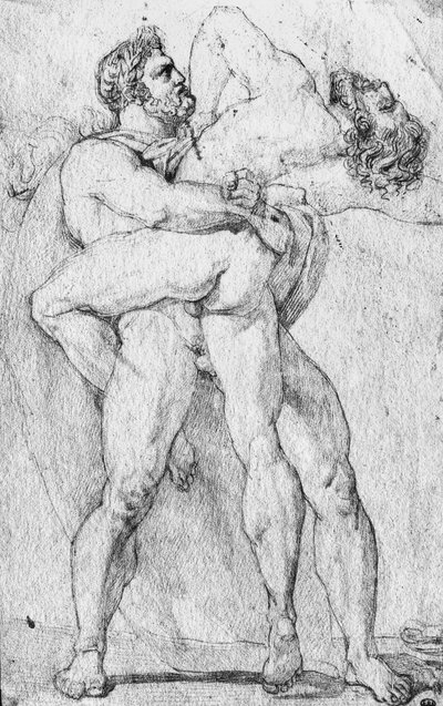 هرقل خنق Antaeus (قلم جرافيت على ورق) بواسطة لويس تشارلز أوغست كودير