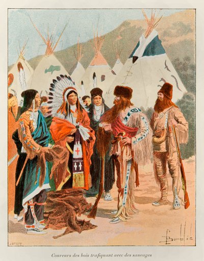 قصف لويس (1862-1927) ؛ تجار Coureur des bois مع المتوحشين في القرن الثامن عشر (صيادون في كندا) ؛ تاريخ فرنسا الجديدة بواسطة Eugene Guenin - 1900 - Coll ، Part. بواسطة تفجير لويس تشارلز