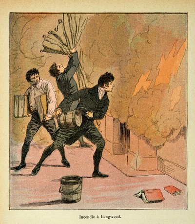 رسم إيضاحي لـ Bombled Louis (1862-1927) من كتاب "The Memorial se Sainte Helene" للكونت Emmanuel de Las Cases (1766-1842): Fire a Longwood ، مجموعة خاصة بواسطة تفجير لويس تشارلز