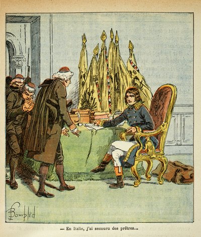 رسم إيضاحي لـ Bombled Louis (1862-1927) من كتاب "The Memorial se Sainte Helene" للكونت Emmanuel de Las Cases (1766-1842): أثناء الحملة الإيطالية ، ينقذ بونابرت الكهنة ، مجموعة خاصة بواسطة تفجير لويس تشارلز