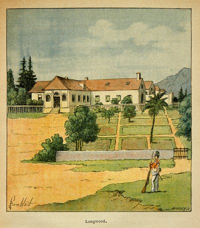 رسم إيضاحي للويس بومبلد (1862-1927) من كتاب "ذكرى القديسة هيلين" بقلم الكونت إيمانويل دي لاس (1766-1842): منظر من لونغوود إلى سانت هيلين ، مجموعة خاصة بواسطة تفجير لويس تشارلز