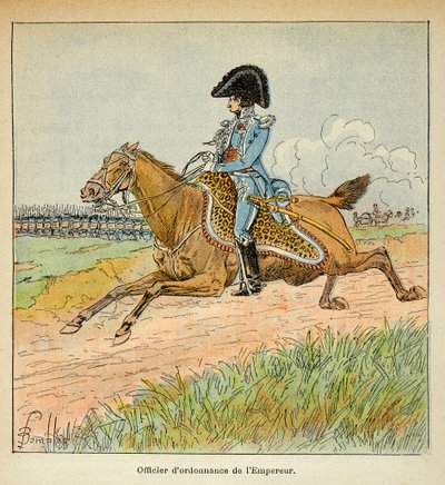 رسم توضيحي للويس بومبلد (1862-1927) من كتاب "ذكرى القديسة هيلين" بقلم الكونت إيمانويل دي لاس (1766-1842): صورة لضابط عادي للإمبراطور نابليون ، مجموعة خاصة بواسطة تفجير لويس تشارلز