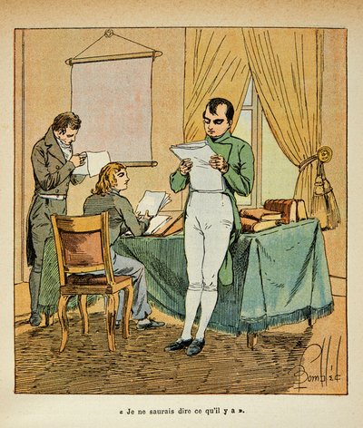 رسم توضيحي لـ Bombled Louis (1862-1927) من كتاب "The Memorial of Saint Helene" بقلم الكونت إيمانويل دي لاس حالات (1766-1842): قراءة الصحف الإنجليزية بقلم نابليون أ سانت هيلين ، مجموعة خاصة بواسطة تفجير لويس تشارلز