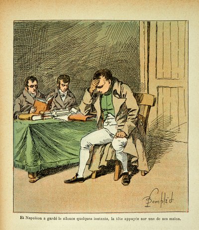رسم توضيحي لـ Bombled Louis (1862-1927) من كتاب "The Memorial se Sainte Helene" للكونت Emmanuel de Las Cases (1766-1842): الإمبراطور نابليون يتأمل في رد فعل نصبه التذكارية ، مجموعة خاصة بواسطة تفجير لويس تشارلز