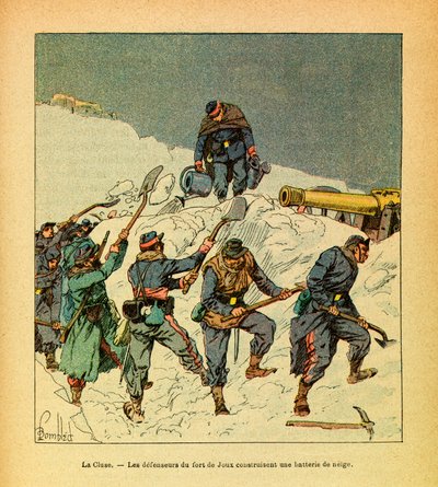 L'Armee de l'Est de Eugene Sergent ، dit Grenest ، اللامع من قبل لويس بومبلد (1862-1927) (الحرب الفرنسية الألمانية ؛ حملة 1870-1871): فبراير 1871 ، قام لا كلوز ، دفاع فورت دي جو ببناء بطارية من الثلج ، مجموعة جزئية بواسطة تفجير لويس تشارلز