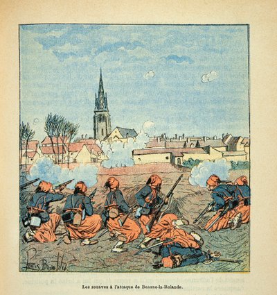 L'Armee de la Loire بواسطة Eugene Sergent ، dit Grenest ، رسمها Louis Bombled (1862-1927) (الحرب الفرنسية الألمانية ؛ حملة 1870-1871): هاجم الزواف مدينة Beaune La Rolande في 28 نوفمبر 1870 ، مجموعة خاصة بواسطة تفجير لويس تشارلز