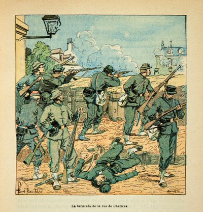 L'Armee de la Loire بواسطة Eugene Sergent ، dit Grenest ، رسمها لويس بومبليد (1862-1927) (الحرب الفرنسية الألمانية ؛ حملة 1870-1871): معركة شاتودون في 18 أكتوبر 1870 ، حاجز شارع دي شارتر ، مجموعة خاصة بواسطة تفجير لويس تشارلز