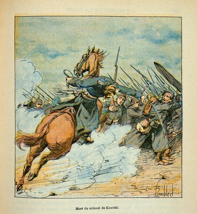 L'Armee de la Loire بقلم يوجين سيرجنت ، ديت جرينست ، رسمه لويس بومبلد (1862-1927) (الحرب الفرنسية الألمانية ؛ حملة 1870-1871): أثناء قتال بوبري في ديسمبر 1870 ، وفاة الكولونيل البروسي كونتسكي ، مجموعة خاصة بواسطة تفجير لويس تشارلز