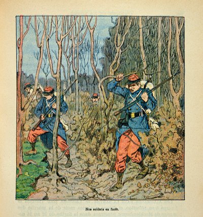 L'Armee de la Loire بقلم يوجين سيرجنت ، ديت جرينست ، مصور من قبل لويس بومبلد (1862-1927) (الحرب الفرنسية الألمانية ؛ حملة 1870-1871): جنود فرنسيون في استطلاع في غابة أورليانز ، مجموعة خاصة بواسطة تفجير لويس تشارلز