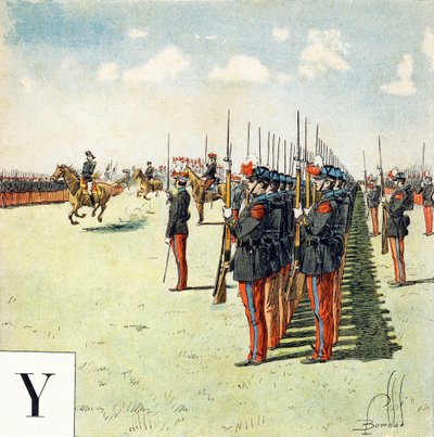 الحرف Y: طلاب المدرسة العسكرية في Saint Cyr (Saint-Cyr) ، "Je serai Soldat" (سأكون جنديًا) - الأبجدية العسكرية بواسطة تفجير لويس تشارلز