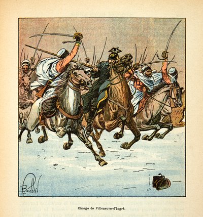 The Armee of the Loire بواسطة يوجين رقيب ، المعروف باسم Grenest ، رسمه لويس بومبلد (1862-1927) (الحرب الفرنسية الألمانية ؛ حملة 1870-1871): المسؤول عن الصيادين الأفارقة الثالث في معركة Villeneuve d'Ingre في 4 ديسمبر بواسطة تفجير لويس تشارلز