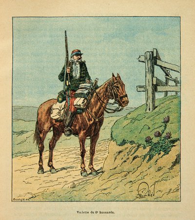 The Armee of the Loire بقلم يوجين سيرجنت ، المعروف باسم جرينست ، رسمه لويس بومبلد (1862-1927) (الحرب الفرنسية الألمانية ؛ حملة 1870-1871): نجم الفرسان السادس ، الذين شاركوا خلال معركة توري في أكتوبر 1870 ، مجموعة خاصة بواسطة تفجير لويس تشارلز