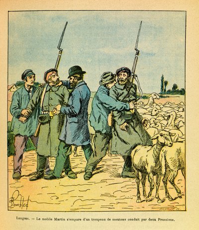 الجيش الشرقي ليوجين رقيب ، ديت جرينست ، رسمه لويس بومبلد (1862-1927) (الحرب الفرنسية الألمانية ؛ حملة 1870-1871): استولى مارتن المتنقل ، متنكراً بزي فلاح ، على قطيع من الأغنام بقيادة اثنين من البروسيين إلى Langres في نوفمبر 1870 ، Priv بواسطة تفجير لويس تشارلز