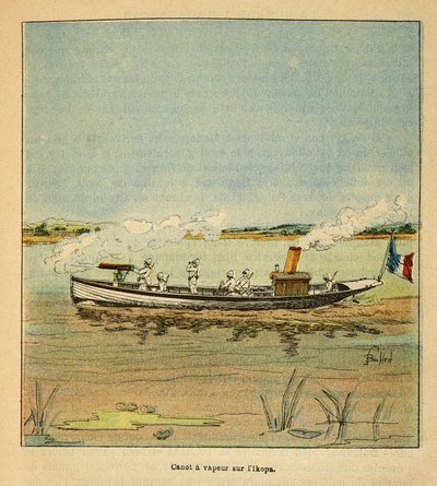 الحرب في مدغشقر - التاريخ القصصي للبعثات الفرنسية 1885-1895 بقلم هنري جالي ديت غالليشيت (1854-1922) ، رسمها لويس بومبلد (1862-1927): كانونير الفرنسية على نهر إيكوبا في مدغشقر في عام 1895 ، مجموعة خاصة بواسطة تفجير لويس تشارلز