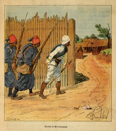 الحرب في مدغشقر - التاريخ القصصي للبعثات الفرنسية 1885-1895 بقلم هنري غالي ديت غاليشيت (1854-1922) ، رسمها لويس بومبلد (1862-1927): دخلت القوات الفرنسية قرية ميفاتانانا في عام 1895 ، مجموعة خاصة بواسطة تفجير لويس تشارلز