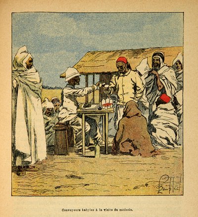 الحرب في مدغشقر - التاريخ القصصي للبعثات الفرنسية 1885-1895 بقلم هنري جالي ديت جاليشيت (1854-1922) ، مصور من قبل لويس بومبلد (1862-1927): قوافل القبائل زيارة لطبيب عسكري ، مجموعة خاصة بواسطة تفجير لويس تشارلز