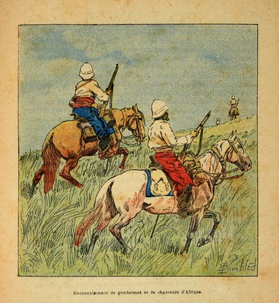 الحرب في مدغشقر - التاريخ القصصي للبعثات الفرنسية 1885-1895 بقلم هنري جالي ديت غالليشيت (1854-1922) ، مصور من قبل لويس بومبلد (1862-1927): التعرف على الدرك والصيادين من أفريقيا في مدغشقر في عام 1895 ، مجموعة خاصة بواسطة تفجير لويس تشارلز