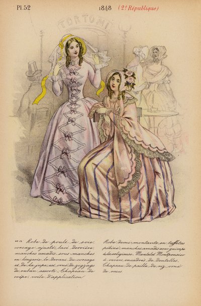 الموضة الفرنسية: 1848، 2e Republique (طباعة حجرية ملونة) بواسطة لويس كولاس