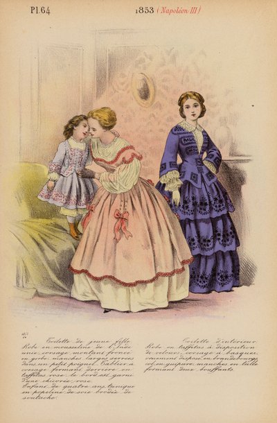 أزياء فرنسية 1853، نابليون الثالث (طباعة حجرية ملونة) بواسطة لويس كولاس