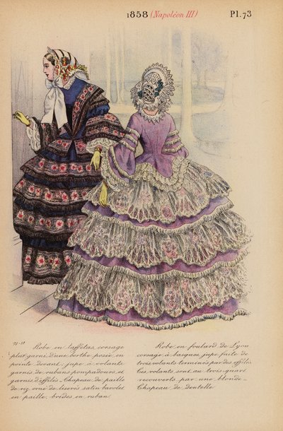 أزياء فرنسية 1858، نابليون الثالث (نقش ملون) بواسطة لويس كولاس