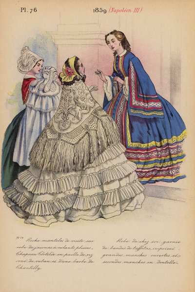 أزياء فرنسية 1859، نابليون الثالث (طباعة حجرية ملونة) بواسطة لويس كولاس