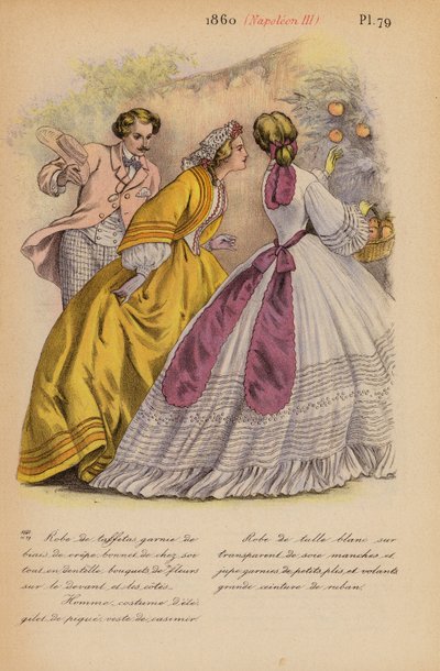 أزياء فرنسية 1860، نابليون الثالث (طباعة حجرية ملونة) بواسطة لويس كولاس