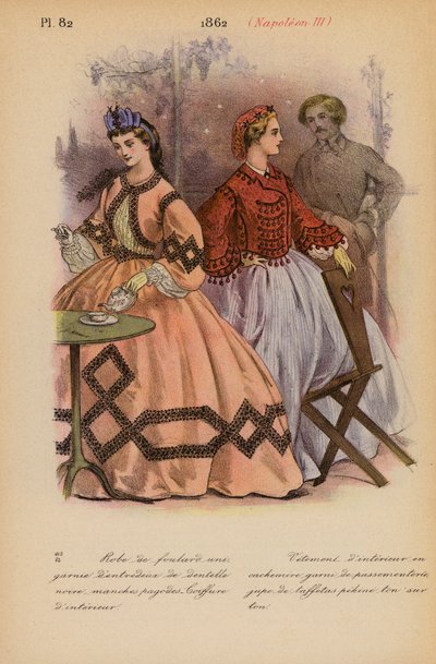 أزياء فرنسية 1862، نابليون الثالث (طباعة حجرية ملونة) بواسطة لويس كولاس