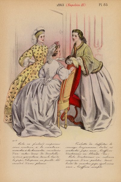 أزياء فرنسية 1863، نابليون الثالث (طباعة حجرية ملونة) بواسطة لويس كولاس