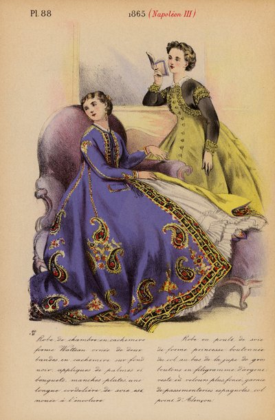 أزياء فرنسية 1865، نابليون الثالث (طباعة حجرية ملونة) بواسطة لويس كولاس