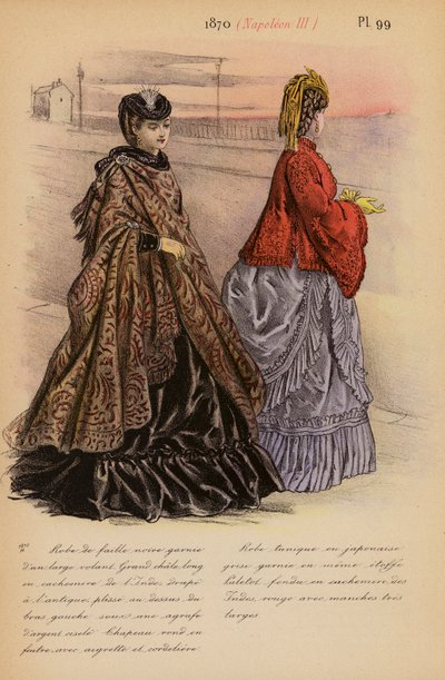 أزياء فرنسية 1870، نابليون الثالث (طباعة حجرية ملونة) بواسطة لويس كولاس