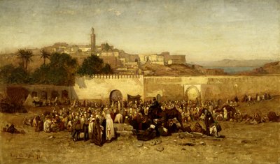يوم السوق خارج أسوار طنجة ، المغرب ، 1873. بواسطة لويس كومفورت تيفاني