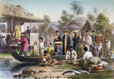 زي أنامي ، كمبودي وسيامي ، أعيد رسمه جانيت لانج ونقشه يوجين سيسيري ، c.1870 بواسطة لويس ديلابورت