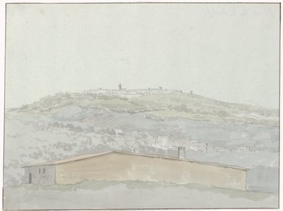 Gezicht op Montefusco منظر مونتيفوسكو (العنوان على الكائن) رحلات في إيطاليا وصقلية ومالطا - 1778 (عنوان السلسلة) بواسطة لويس دوكروس