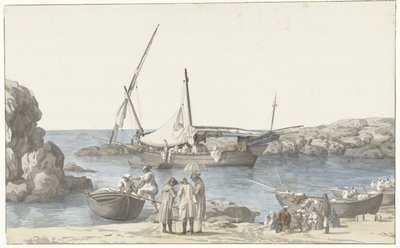 Gezicht op Taranto en Haven van Luogo Vivo منظر لمبنى Tarentin وميناء رقم الأرض السابق (العنوان على الكائن) يسافر في إيطاليا وصقلية ومالطا - 1778 (عنوان السلسلة) بواسطة لويس دوكروس