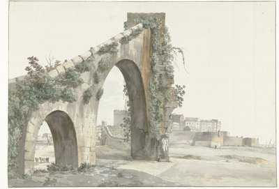 Gezicht op aquaduct en de Stad Tarente Vue de l'Aquaduc & de la ville de Tarente (عنوان على الكائن) رحلات في إيطاليا وصقلية ومالطا - 1778 (عنوان السلسلة) بواسطة لويس دوكروس