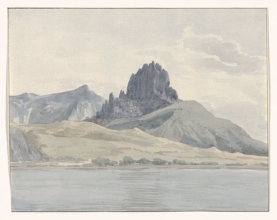 منظر لساحل بنتيداتيلو على الجانب الآخر من رأس سبارتيفينتو Vue de la côte de Pentidatilo au delà du Cap de Spartivento (العنوان على الكائن) Voyage en Italy ، en Sicile et à Malte - 1778 (عنوان السلسلة) بواسطة لويس دوكروس