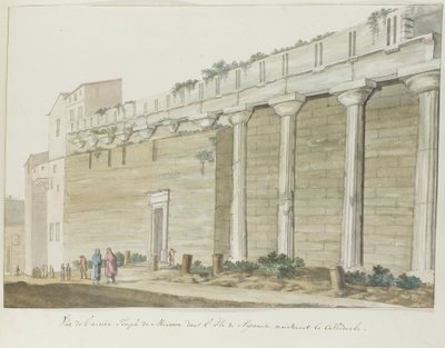 Gezicht op oude Minerva Temple op eiland Syracuse منظر لمعبد مينيرفا القديم في جزيرة سيراكيوز (العنوان على الجسم) رحلات في إيطاليا وصقلية ومالطا - 1778 (عنوان السلسلة) بواسطة لويس دوكروس