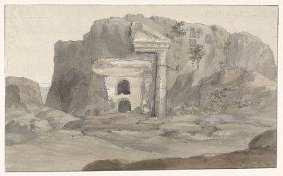 قبور بواجهة على الطراز الدوري منحوتة في الصخر بالقرب من سيراكيوز Voyage en Italy ، en Sicile et à Malte - 1778 (عنوان السلسلة) بواسطة لويس دوكروس