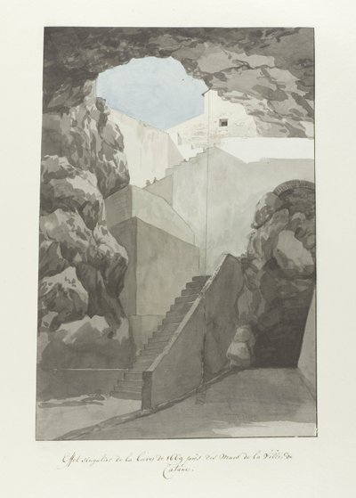 صخور حمم بركانية رائعة تعود إلى عام 1669 عند أسوار مدينة كاتانيا Effet Singulier de la lave de 1669 près des mur de Catane (العنوان على الكائن) Voyage en Italy ، en Sicile et à Malte - 1778 (عنوان السلسلة) بواسطة لويس دوكروس