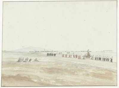 Processie in de omgeving van Cerignola موكب مغادرة Cerignola (العنوان على الكائن) رحلات في إيطاليا وصقلية ومالطا - 1778 (عنوان السلسلة) بواسطة لويس دوكروس
