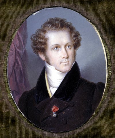 صورة لفينشنزو بيليني (1801 - 1835) صورة مصغرة لدوبريه. متحف سكالا. ميلان. بواسطة لويس دوبري