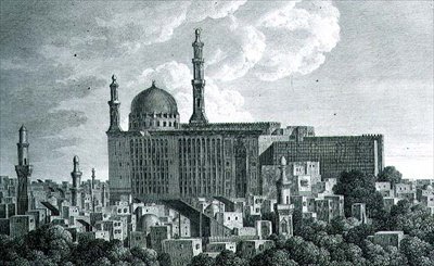 كاتدرائية جامع حسن في القاهرة ، التي نقشها بيير نيكولا رانسونيت (1745-1810) ، اللوحة 65 من المجلد الثالث من "رحلة بيتوريسك" بواسطة لويس فرانسوا (بعد) كاساس