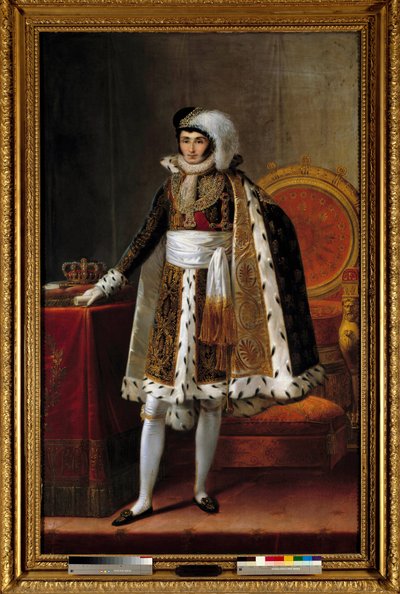 صورة في القدم للملك جيروم بونابرت (1784-1860) ملك ويستفاليا. يرتدي زي قائد وسام التاج الملكي لفيسباليا ، حوالي عام 1810. لوحة منسوبة إلى لويس فرانسوا أوبري (1767-1851) أو فرانسوا جوزيف كينسون (كينسون) (1770-1839). بواسطة Louis Francois (Attr. To) Aubry
