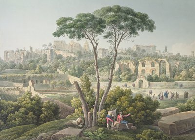 منظر لتلة بالاتين في روما ، مع أنقاض قصر سيزار في الخلفية ، c.1800 بواسطة Louis Francois Cassas