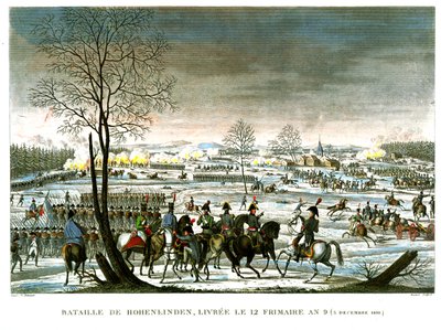 معركة هوهينليندن ، 12 فريماير ، السنة 9 (3 ديسمبر 1800) منقوش بواسطة Edme Bovinet (1767-1832) (aquatint) بواسطة لويس فرانسوا كوتش