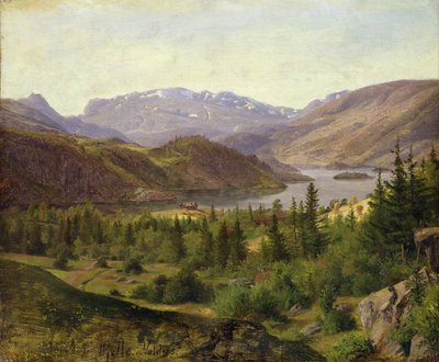 Hjelle in Valders ، بلاط فيورد ، 1835 (زيت على قماش على ورق مقوى) بواسطة لويس جورليت