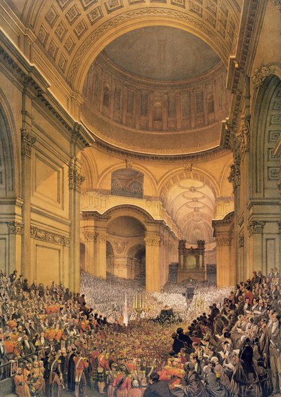 جنازة دوق ويلينغتون في كاتدرائية القديس بولس ، 1852 بواسطة لويس هاجي