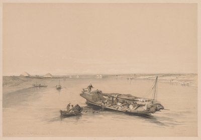 مصر والنوبة: المجلد الأول - رقم 4 ، قوارب العبيد على النيل ، منظر يتطلع نحو ... ، 1838. بواسطة لويس هاجي